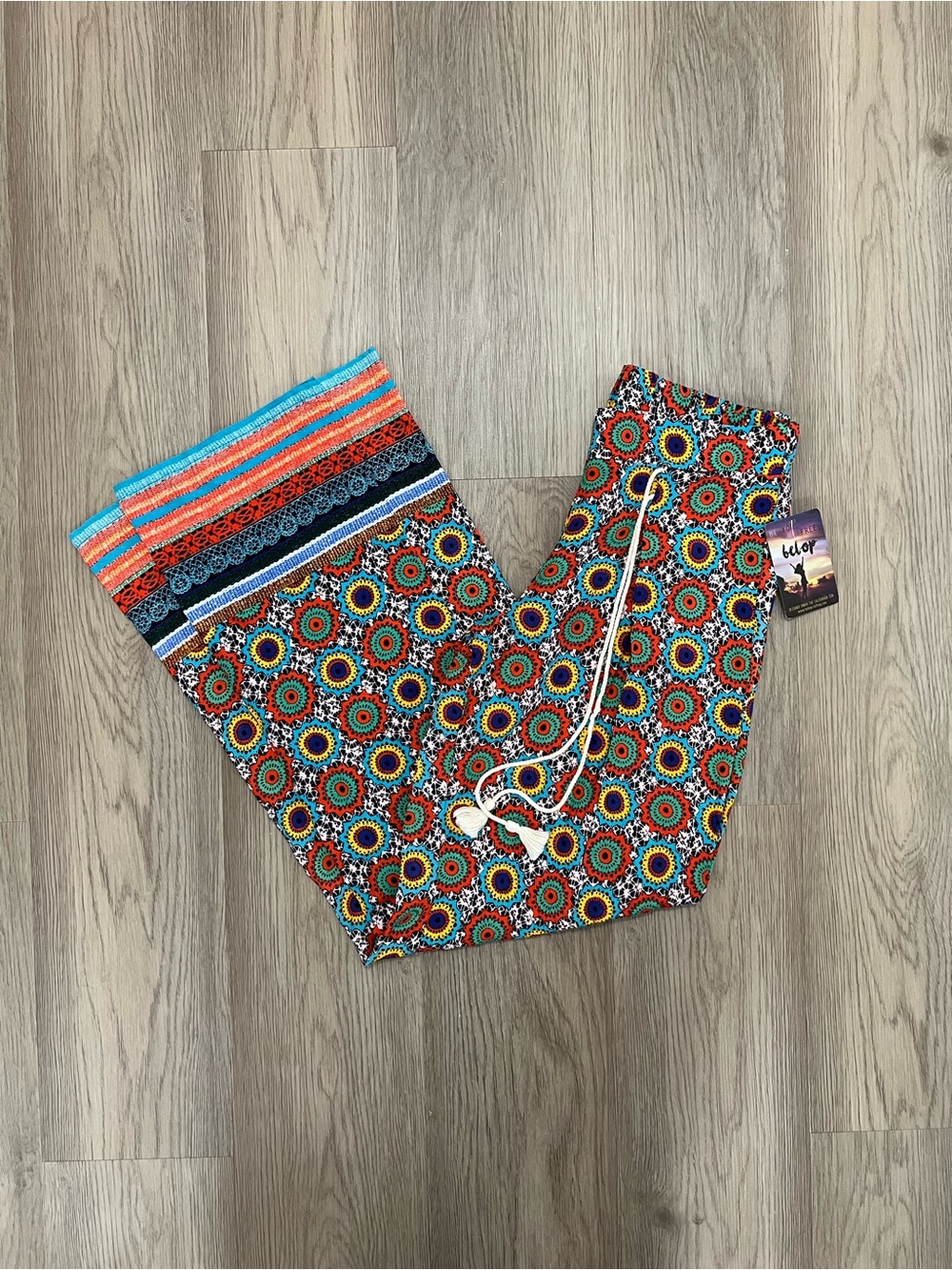 Bebop Boho Wide Leg Tassel Drawstring Palazzo Pants Size Small NWT